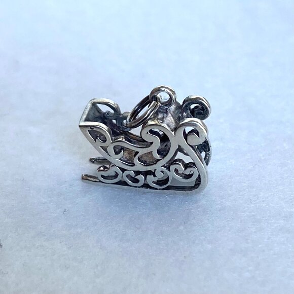 VTG Jezlaine Sterling Silver 925 3 Dimensional Christmas Santa's Sleigh Charm - Picture 5 of 16